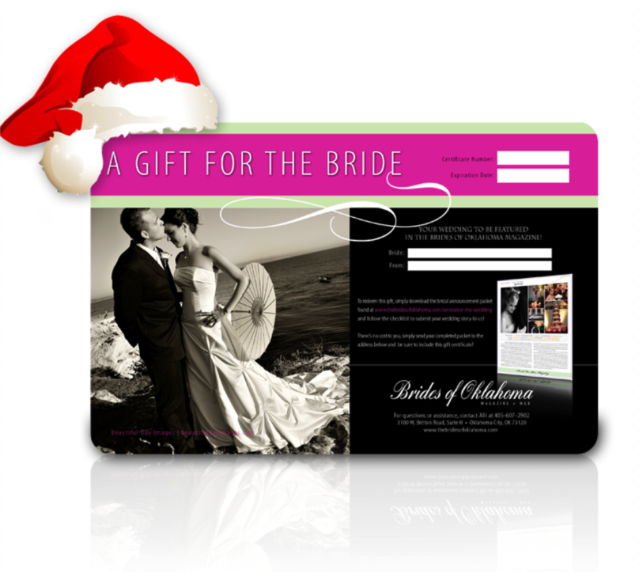Brides of Oklahoma wedding and engagement announcement gift cards for the holiday season