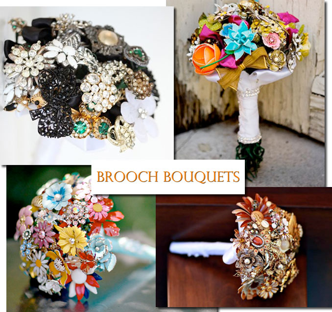For a vintage wedding bouquet, check out brooch bouquets!