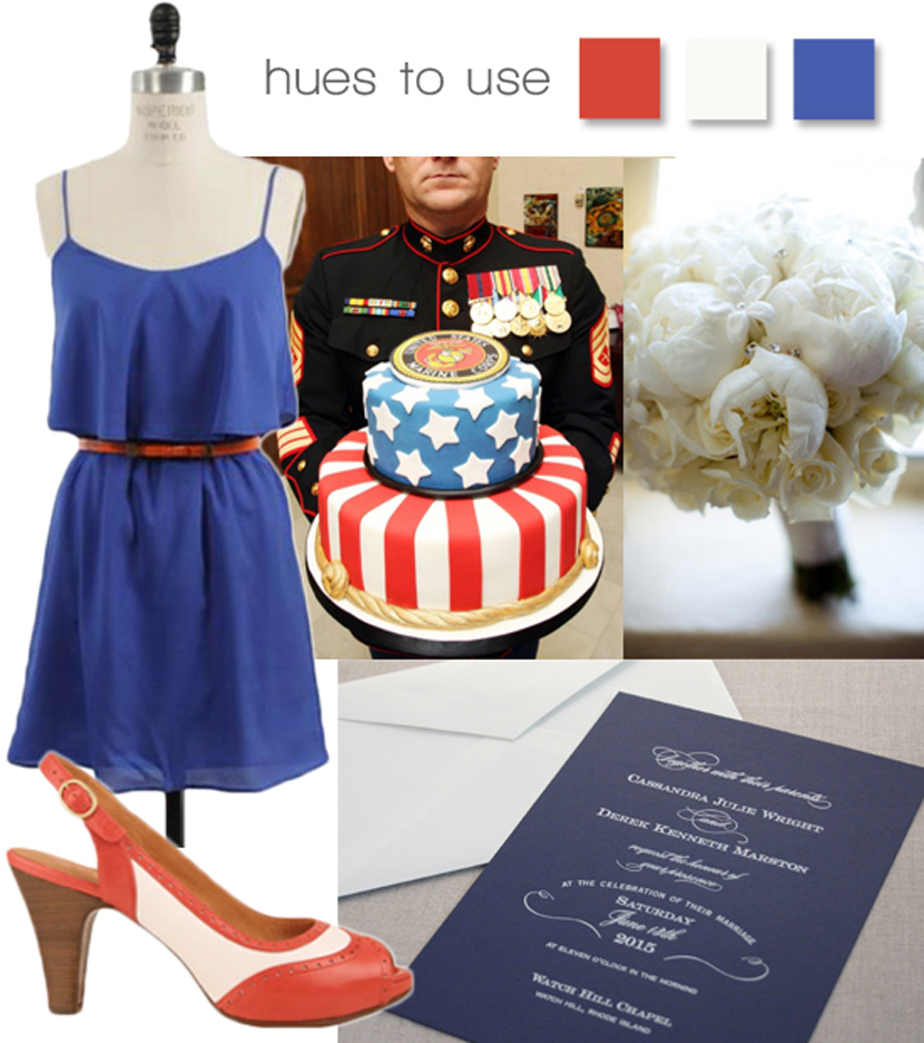 Fourth of July red, white and blue wedding inspiration