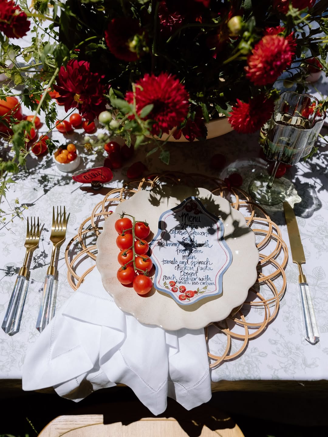 Wedding table with tomato details