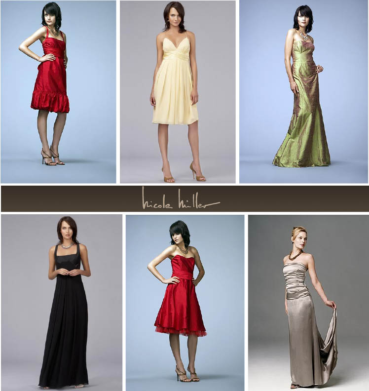 Nicole Miller bridesmaids dresses available at J.J. Kelly Bridal Salon in Oklahoma City
