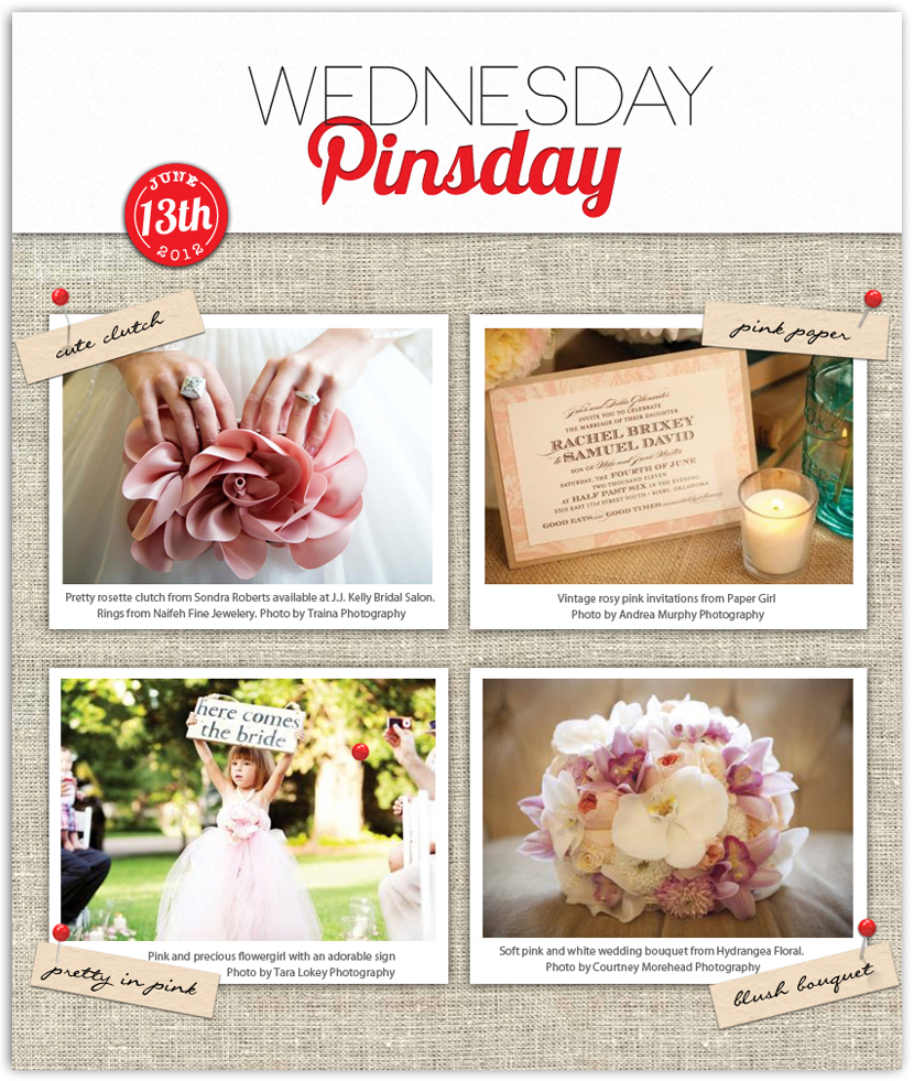 Brides of Oklahoma Wednesday Pinsday featuring light pink wedding inspiration