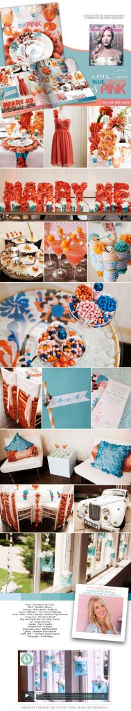Oklahoma wedding inspiration from Embellished Weddings in blue, orange and pink