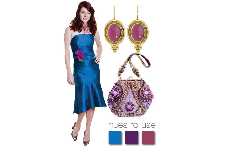 Complete this look, metallic steel blue and lavendar