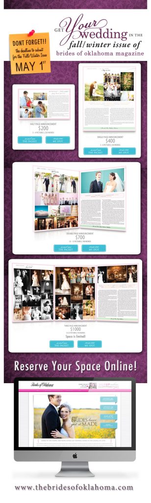 Announce your wedding in Brides of Oklahoma magazine
