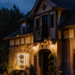 european insired venue at night with uplighting