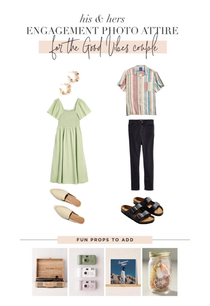 engagement photo outfits for the good vibes couple