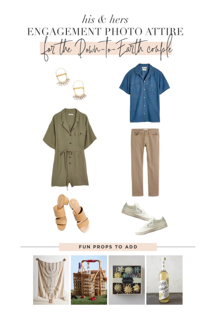 engagement photo outfits for the down-to-earth couple