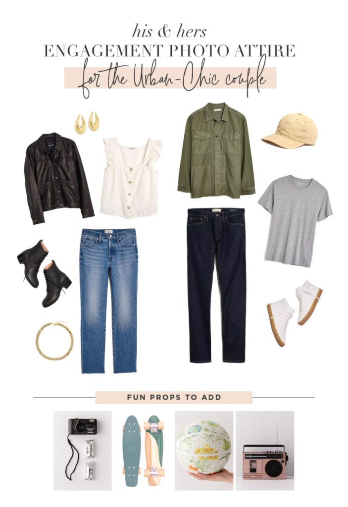 engagement photo outfits for the urban-chic couple