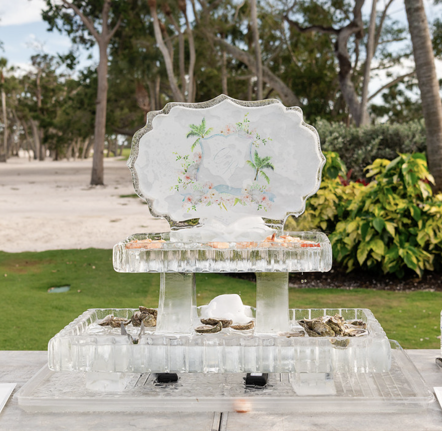 ice sculpture at a wedding