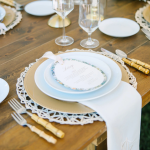 reception tablescape with light blue accents