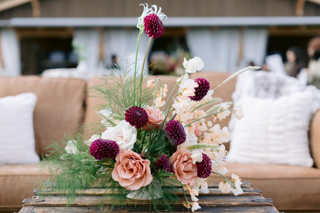 organic centerpiece arrangement with texture