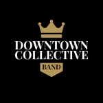 Downtown Collective Band logo with gold crown and black background