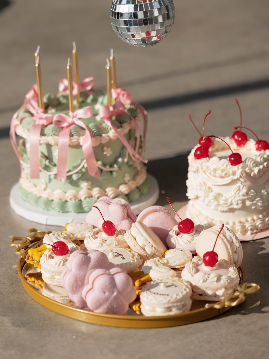 Whisk and Lavender wedding dessert collection featuring decorative cakes and assorted sweets