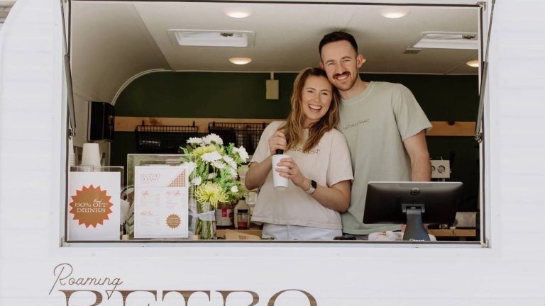 Roaming Retro Roast vintage-style coffee truck for wedding catering services