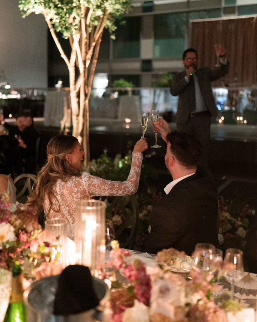 Bride and Groom toasting