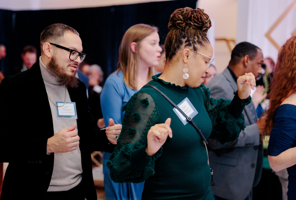 Event guests dancing at Wed Society Book of Weddings Release Event at King Cole Farm in Dover, Delaware