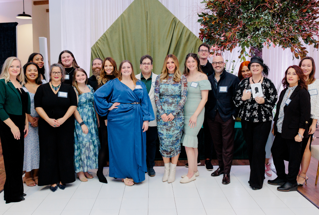 Group photo of Wed Society Delaware + Eastern Shore team with event sponsors and founder Kami Hudelston at Book of Weddings Release Event at King Cole Farm in Dover, Delaware.