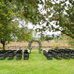 outdoor simple ceremony space overlooking pasture