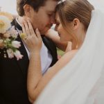 husband and wife posing during photography session at wedding venue in loudoun county