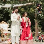 Indian couple outdoor wedding ceremony