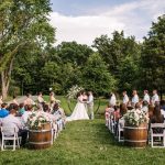 Outdoor wedding ceremony space in field in northern virginia
