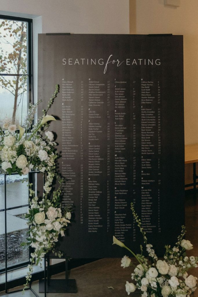 wedding day seating chart signage