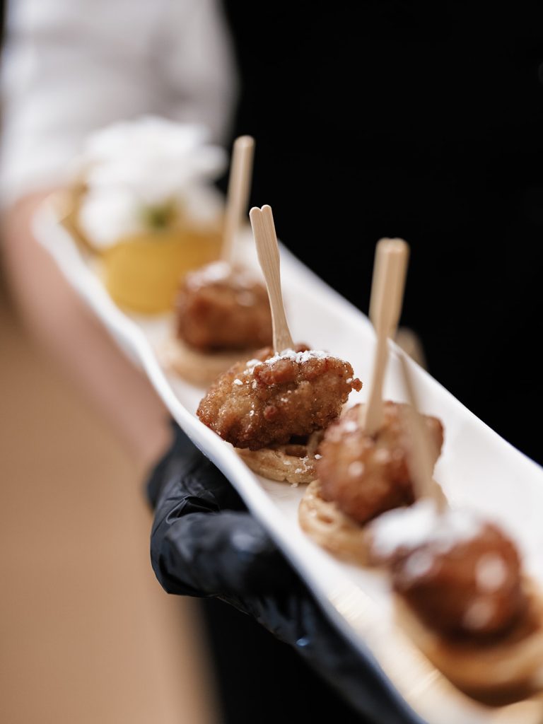 Close up of cocktail hour appetizers