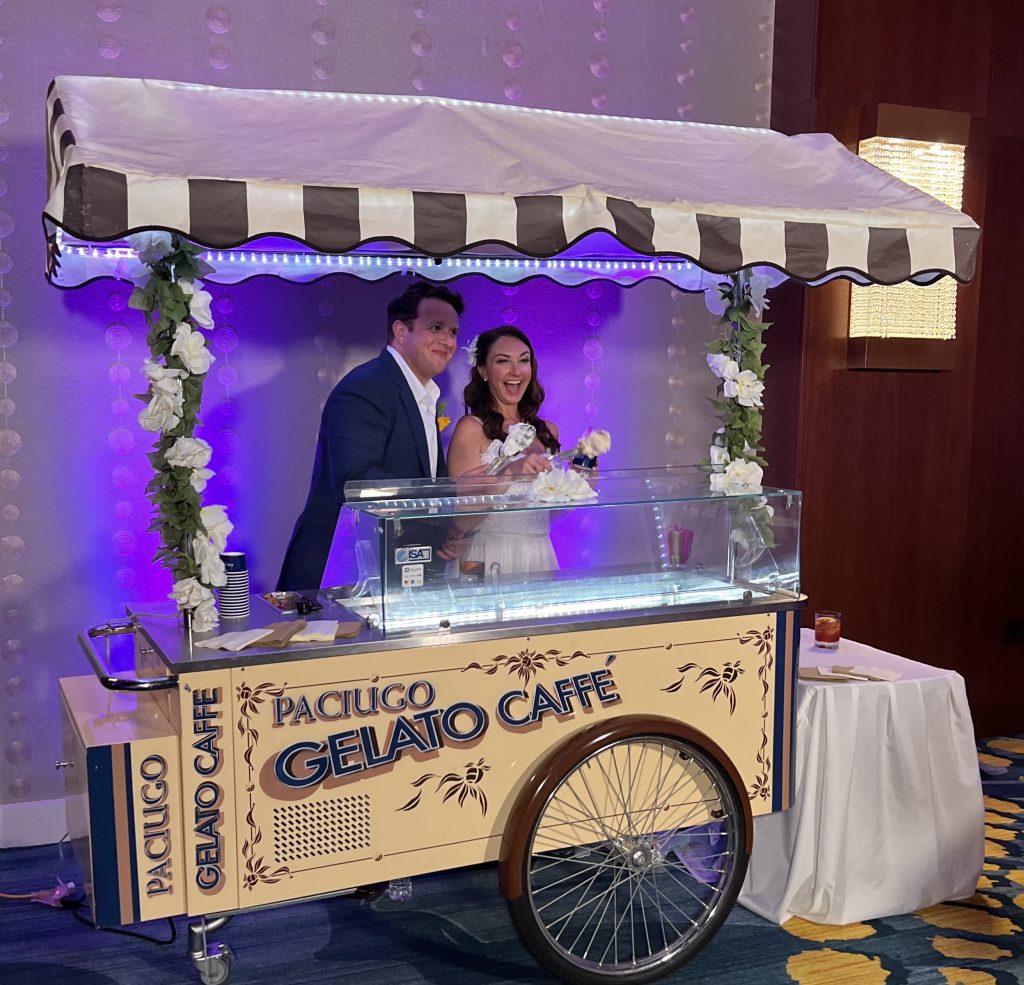 gelato cart at wedding reception