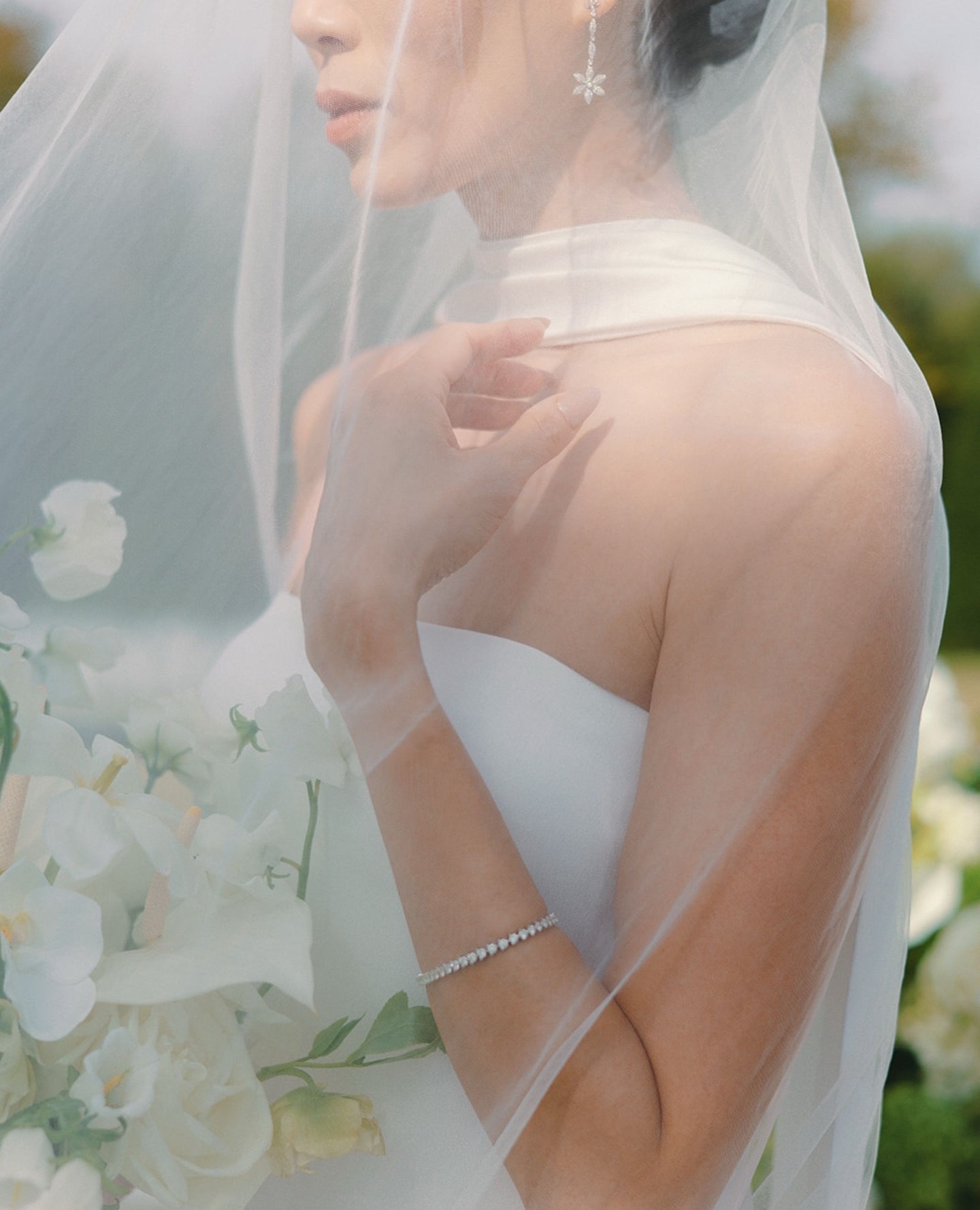 bridal portrait session with focus on wedding dress details
