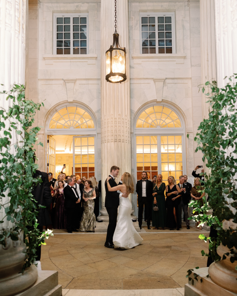 Bride and groom first dance outside washington dc al fresco