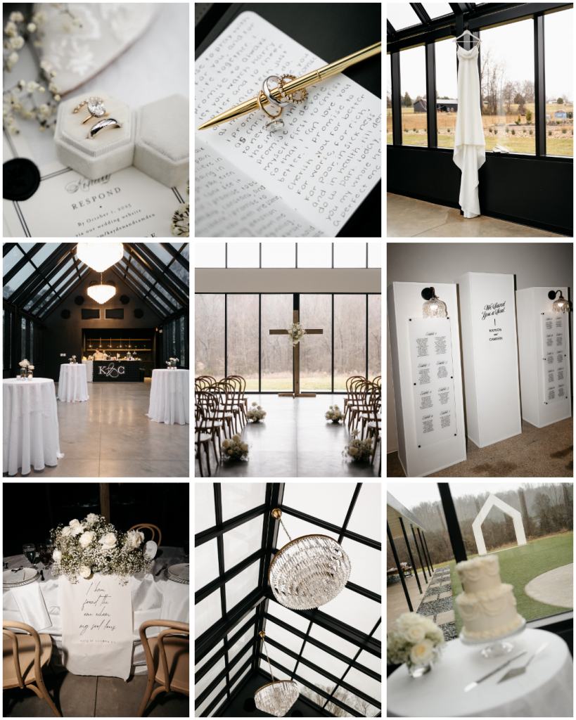 Modern black and white wedding collage