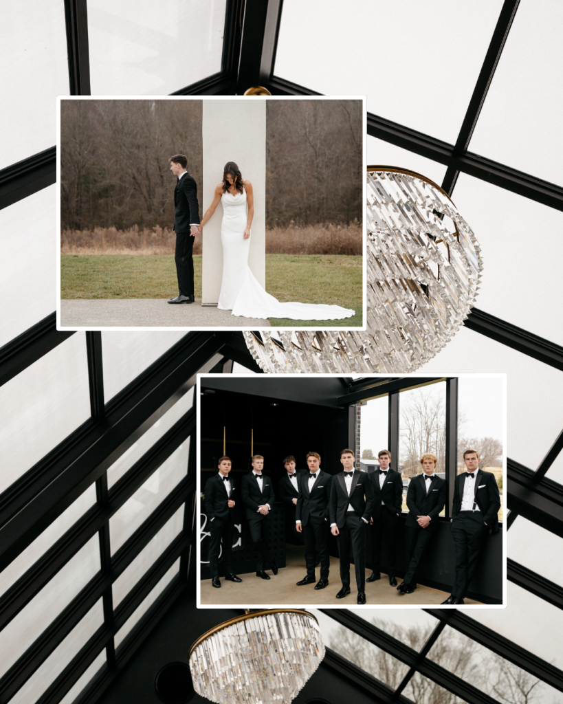 Bride and groom first look at The Lumen House