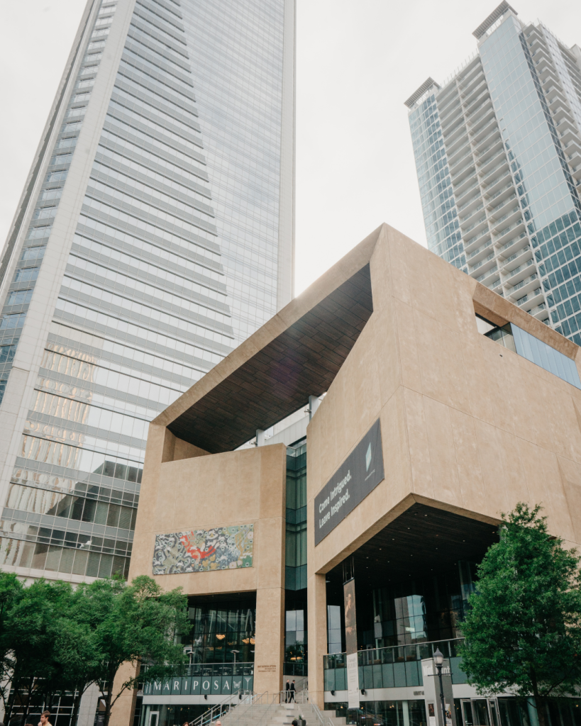 Exterior view of The Mint Museum in Uptown Charlotte, North Carolina, wedding venue location for Eric and Kyle's celebration.