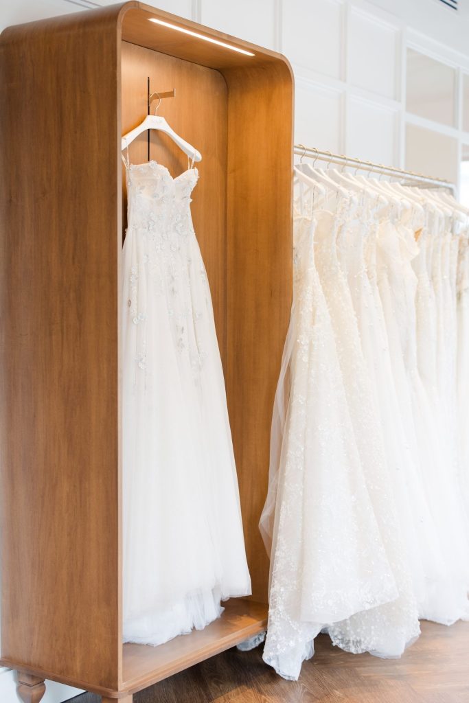 La Jeune Mariee Dress Shop with Dress Hanging