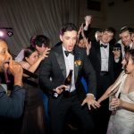 Bride and groom dancing on the wedding dance floor