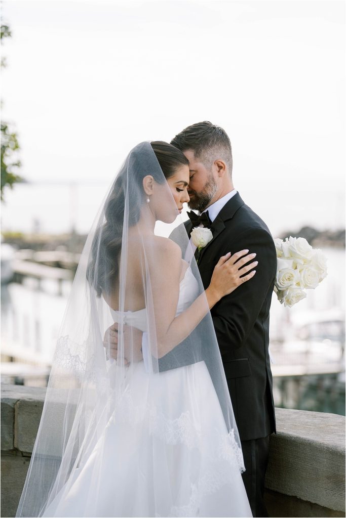 bride and groom at Shoreby Club in Cleveland romantic lakeside wedding video