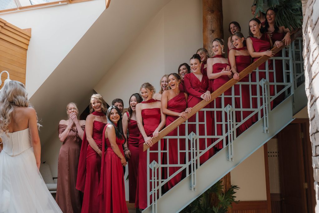red bridesmaids dresses
