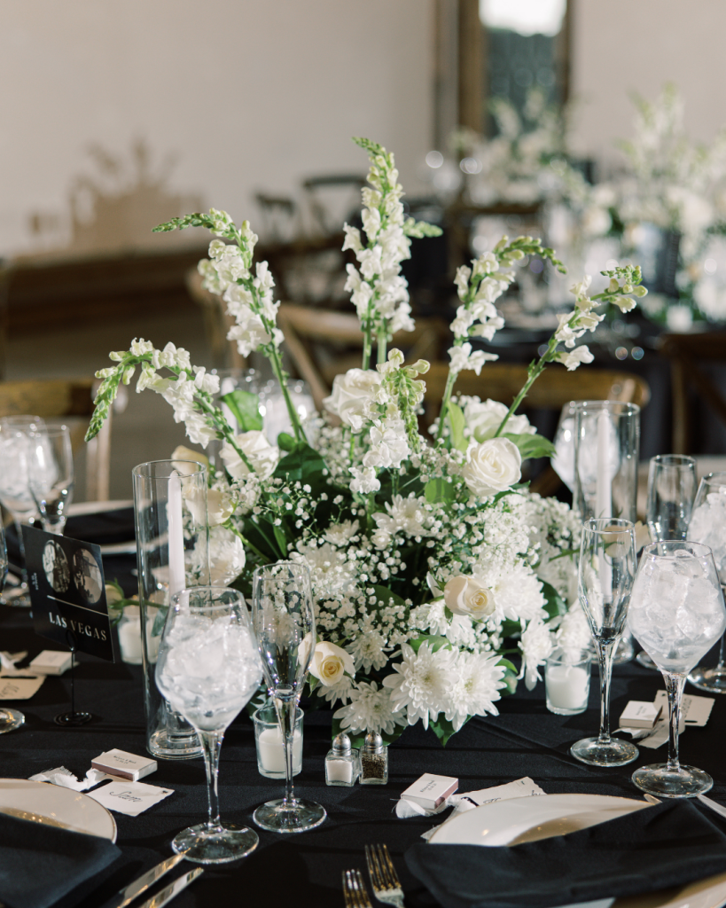all white floral centerpiece wedding reception northern virginia wedding