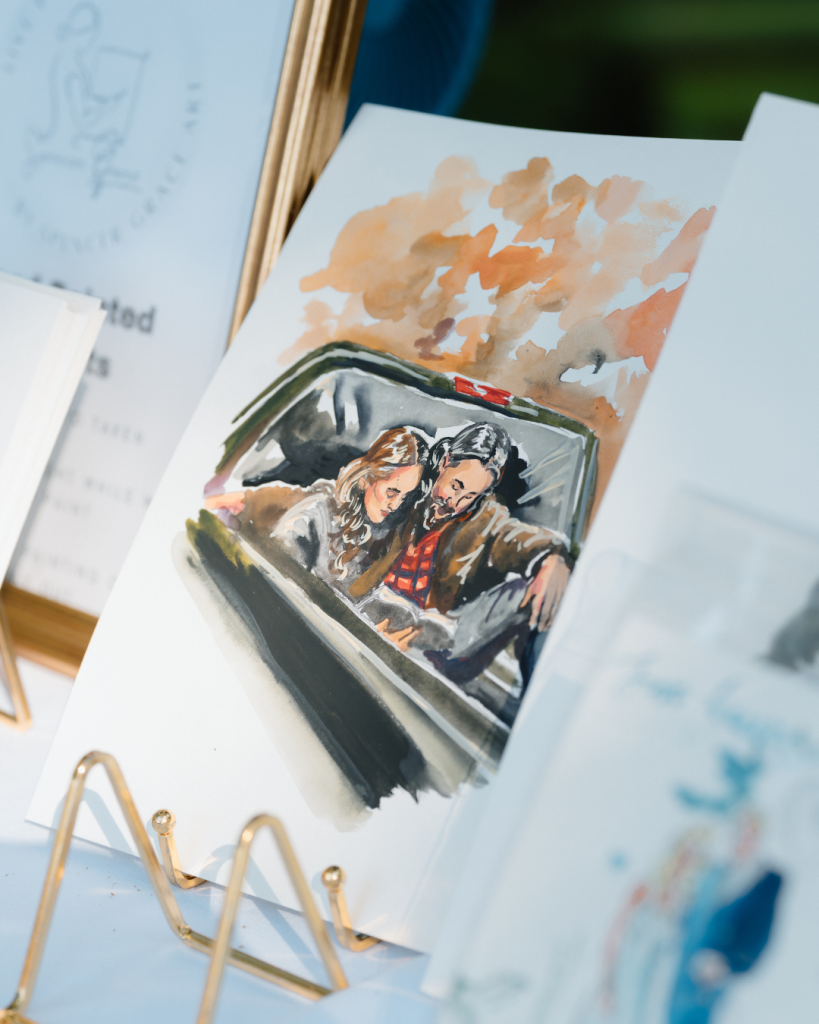 live painter of couple at wedding in northern virginia