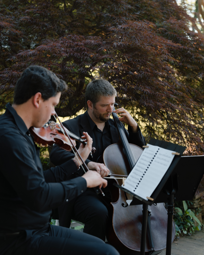 strings playing at cocktail hour outside in northern virginia