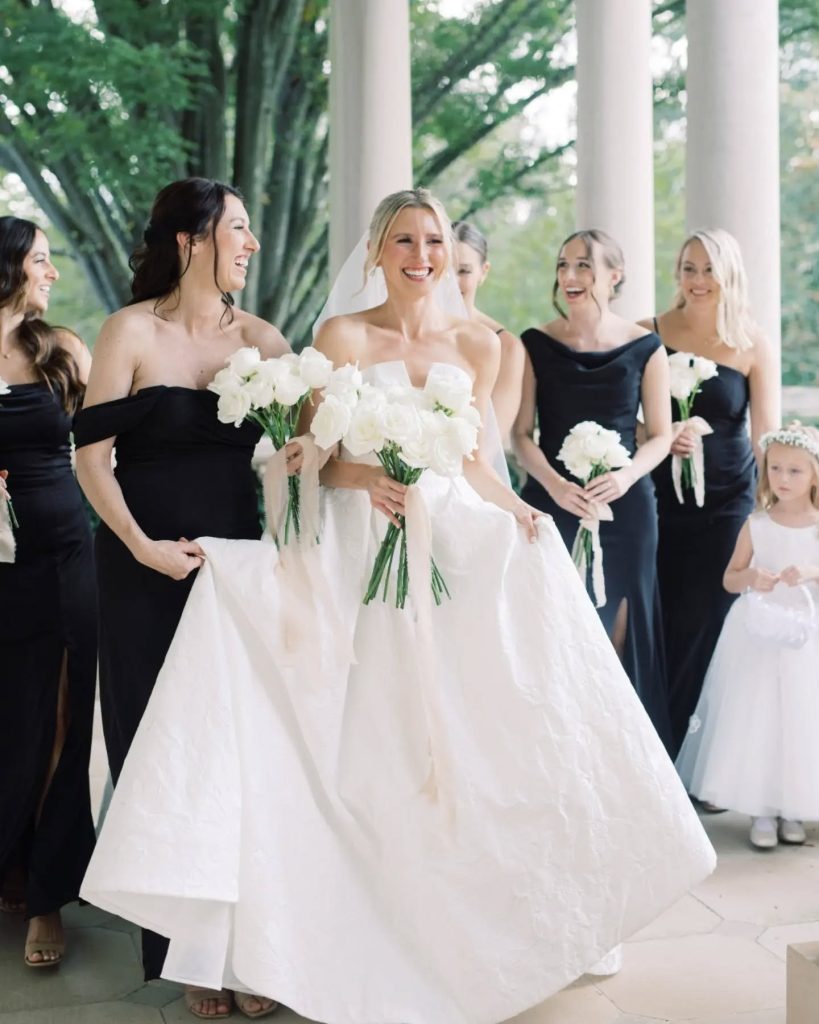 bride with bridesmaid classic timeless wedding northern virginia outdoor mansion venue