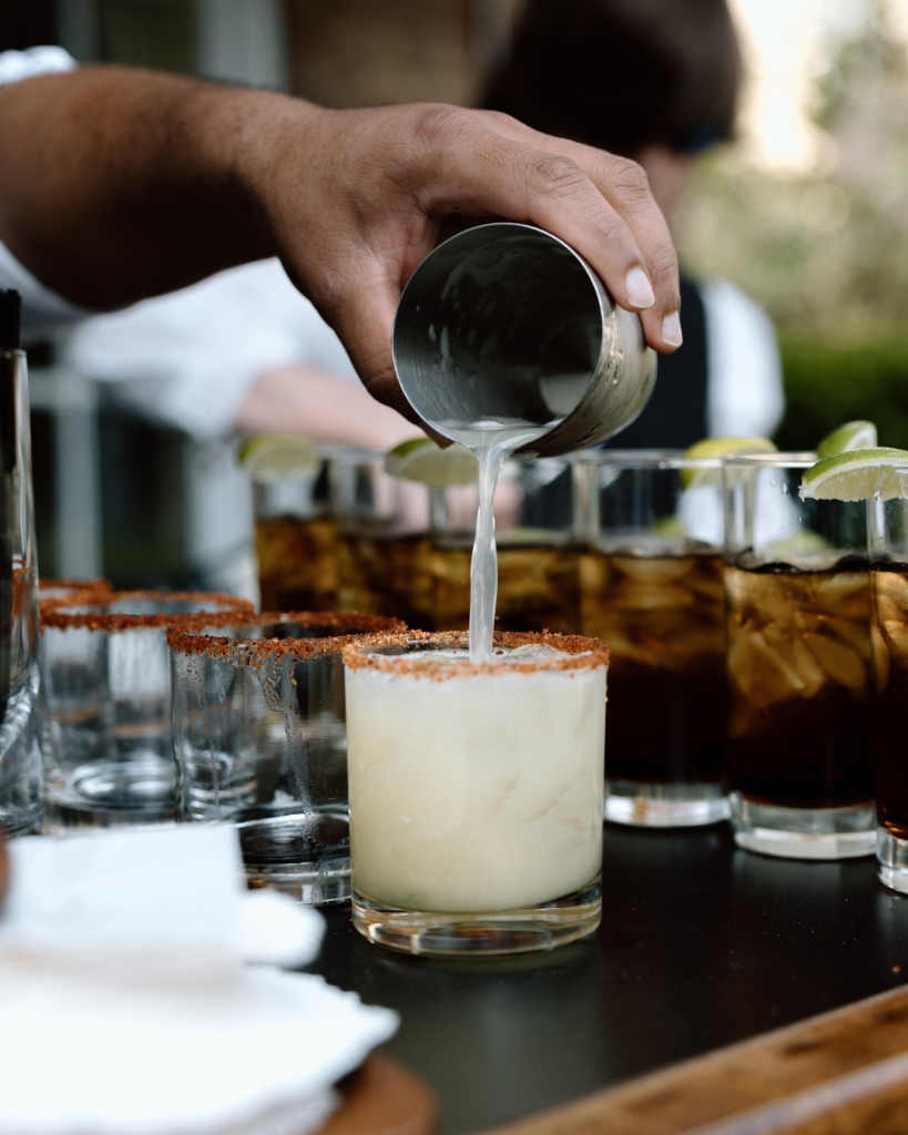 margarita signature drink being made at bartending and catering