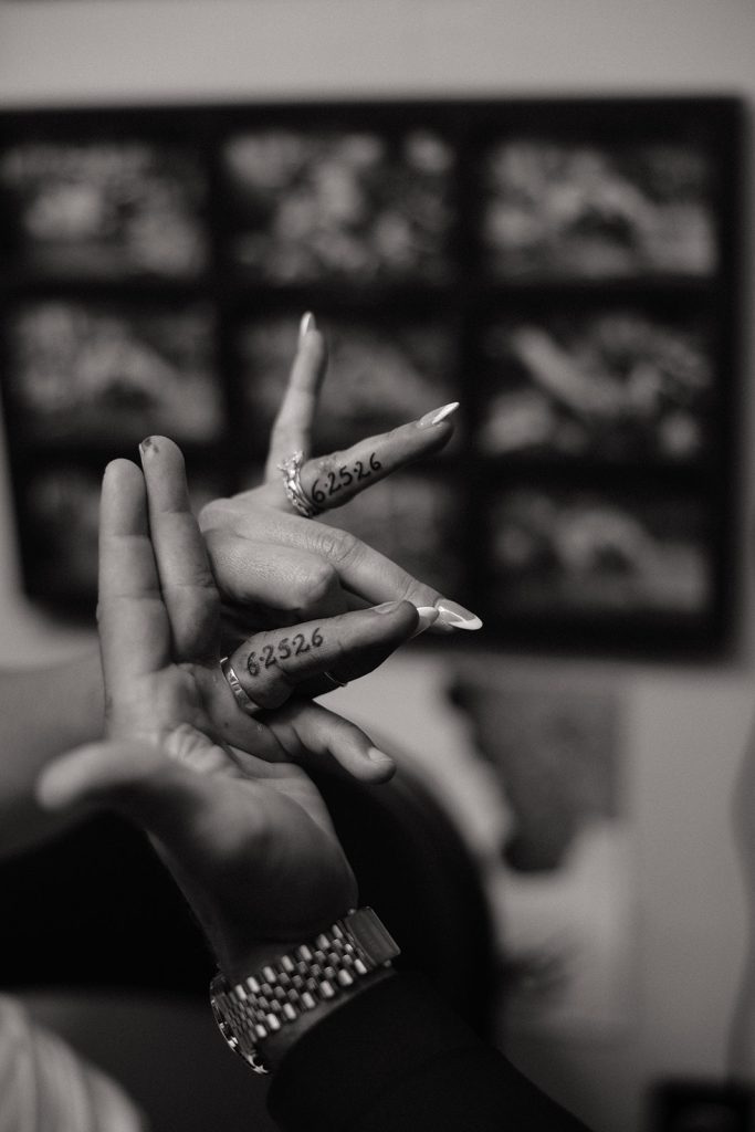 Wedding date finger tattoo