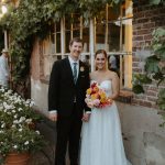 Bride and groom outside of Blanc Denver