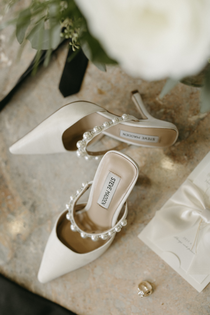 Wedding heels with pearls