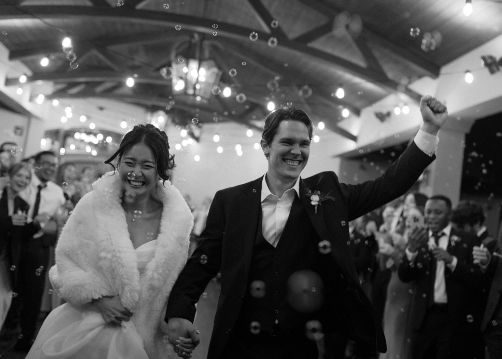 Bubble exit at a Colorado wedding