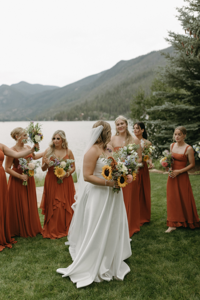 Orange bridesmaids dresses