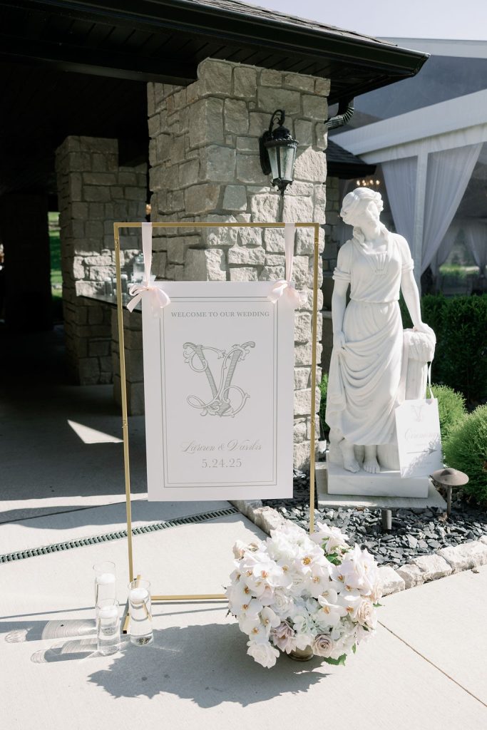 Wedding welcome sign at a wedding at Knotting Hills Wedding Venue & Resort.