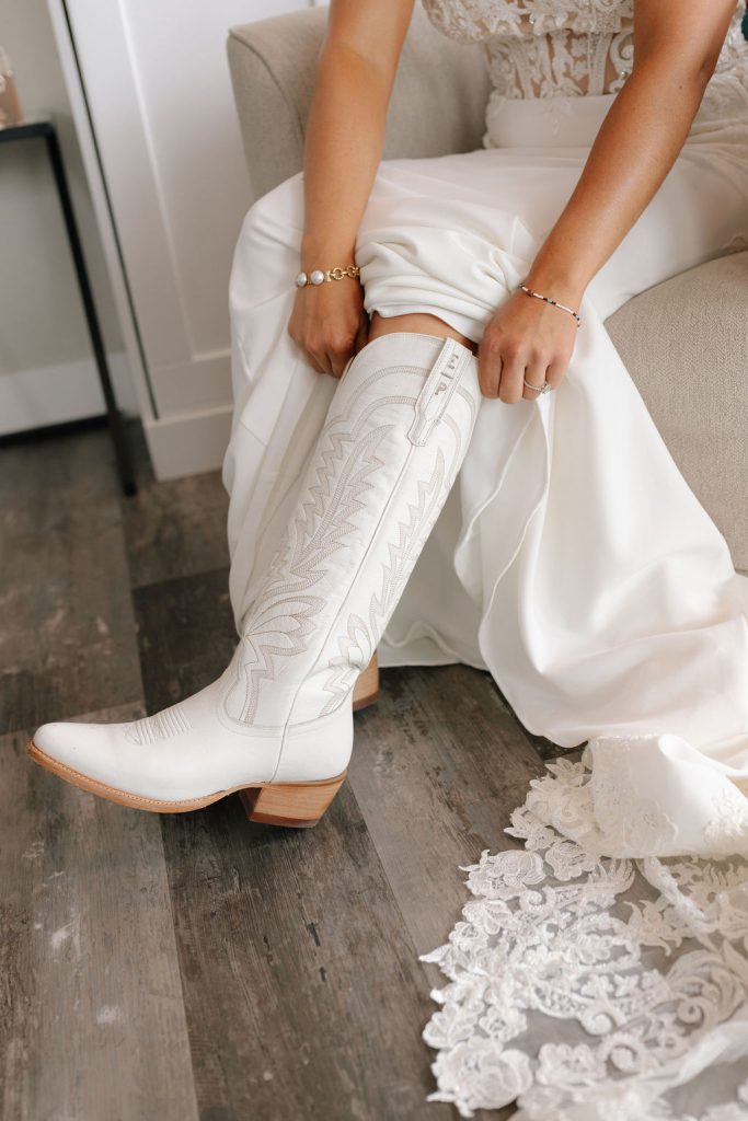 White wedding cowboy boots